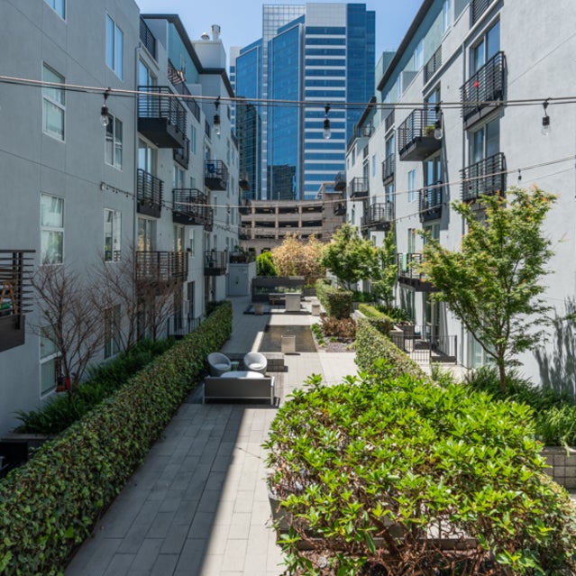 Domain Oakland Apartments - overview of outdoor courtyard
